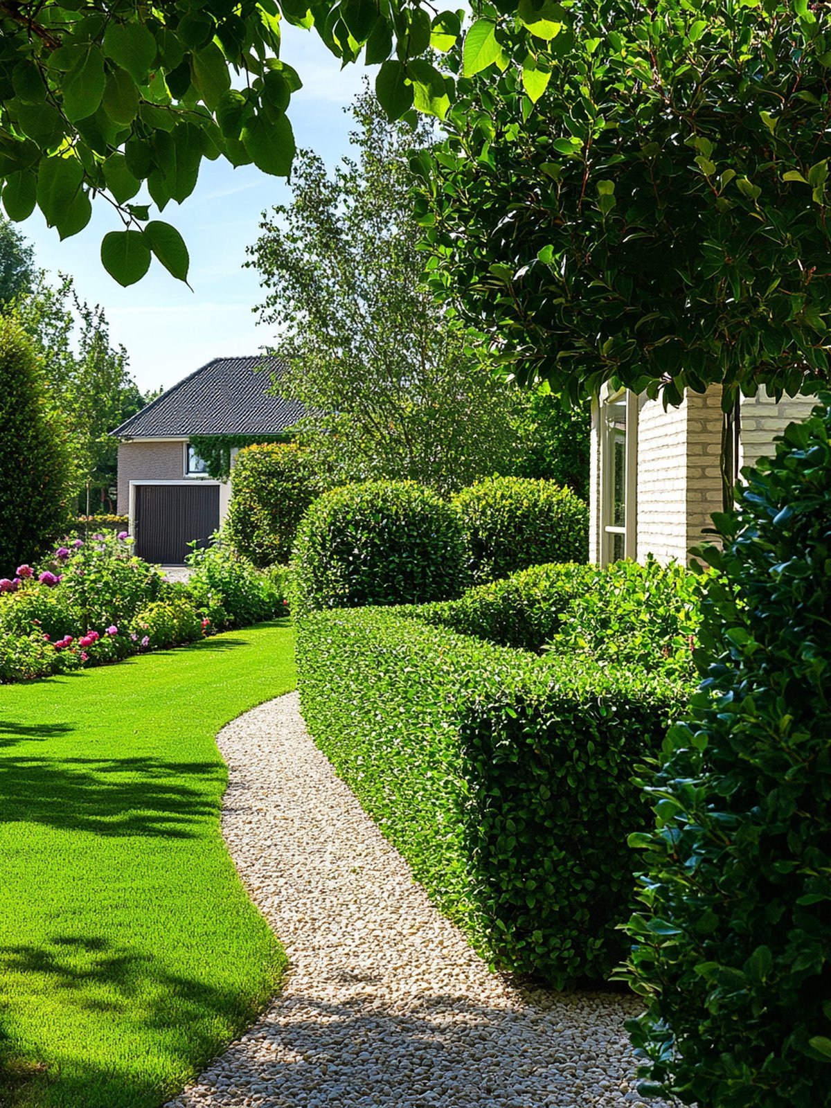 Ilex crenata Hecke — feines kleinblättriges grünes Laub im formellen Garten