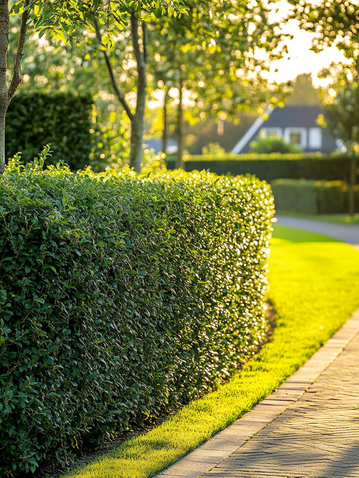 Ligustrum ovalifolium Hecke — frischgrünes ovales Laub im Sommergarten
