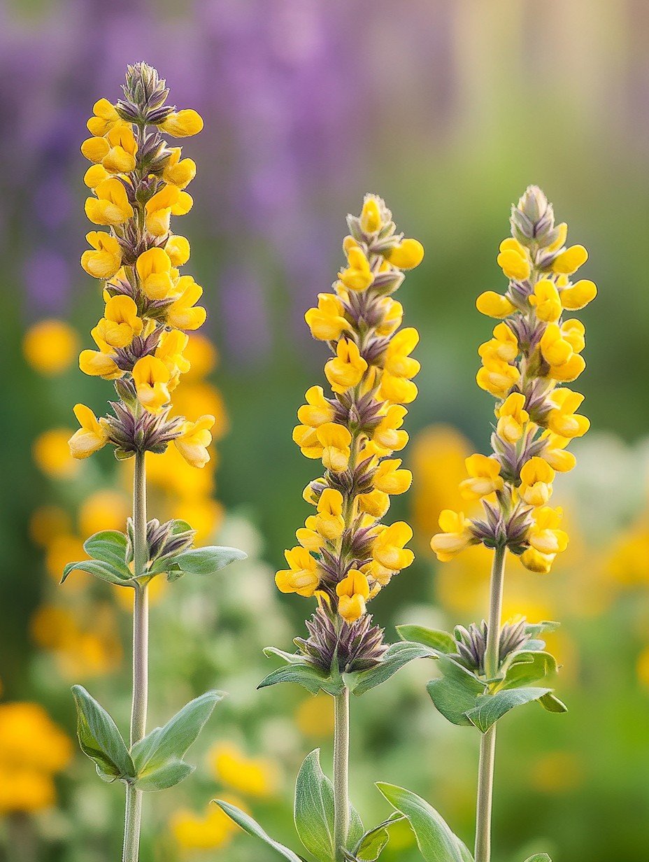 Phlomis russeliana — gelbe Etagen-Blüte und graugrünes, wolliges Laub