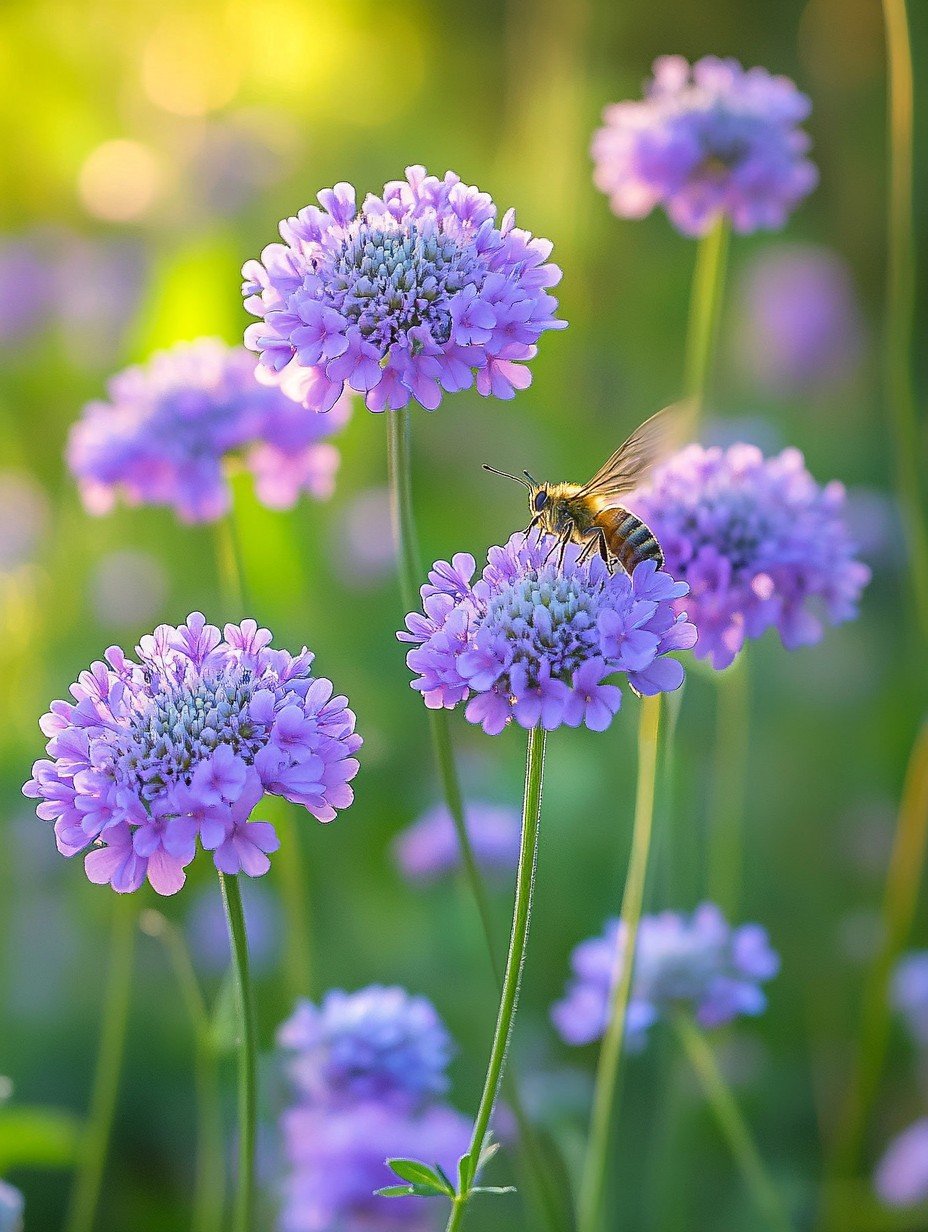 Scabiosa columbaria Butterfly Blue — lavendelblaue Nadelkissen voller Schmetterlinge