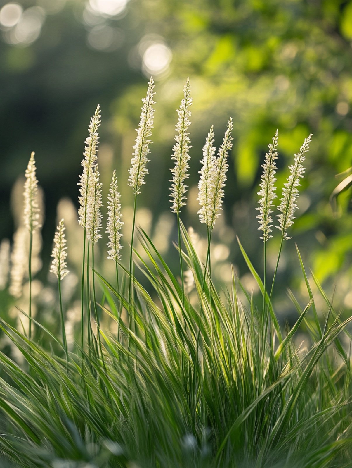 Sesleria autumnalis — niedrige frischgrüne Grashorste mit hellen Ähren als gleichmäßiges Matrixfeld