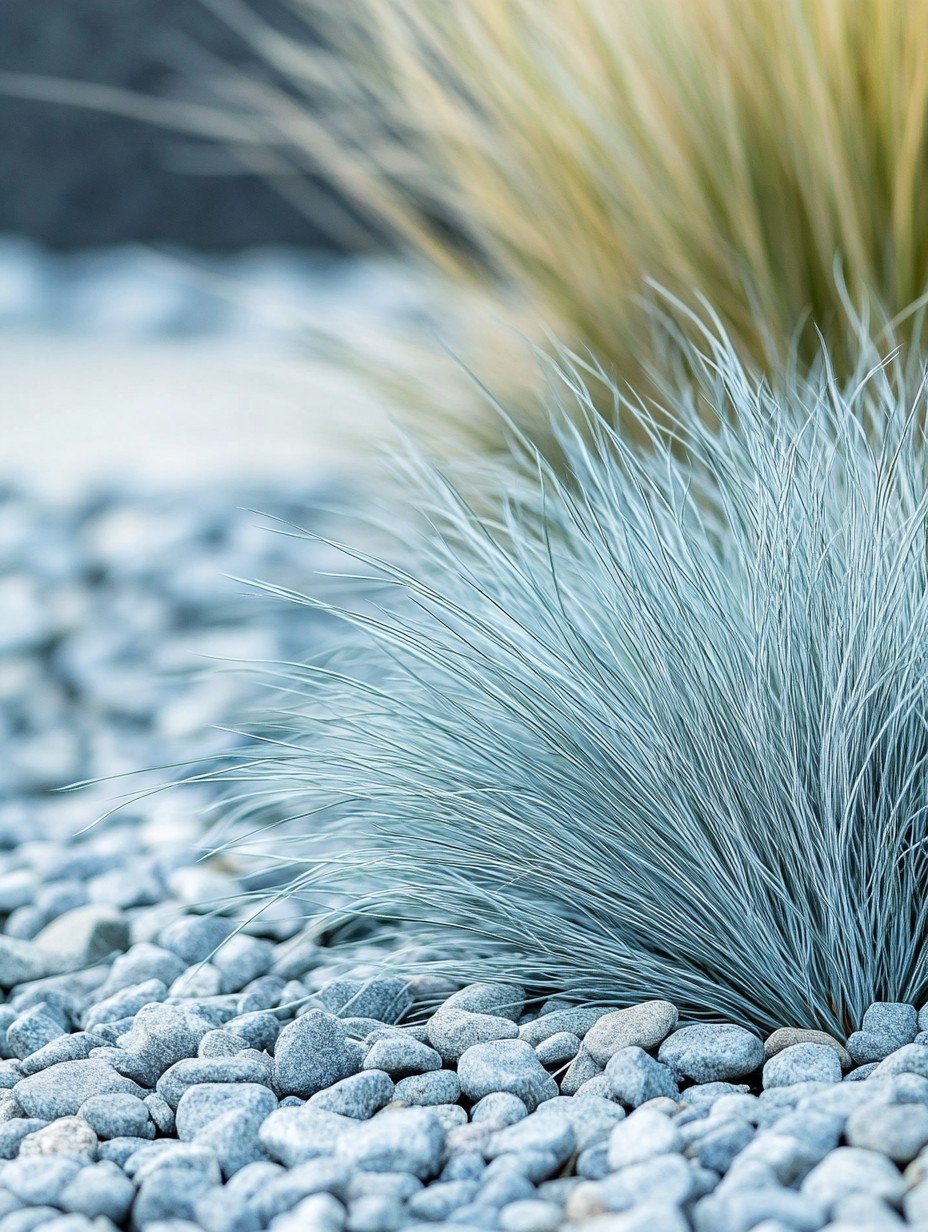 Festuca glauca Elijah Blue — stahlblaue Polster in moderner Kiesborder