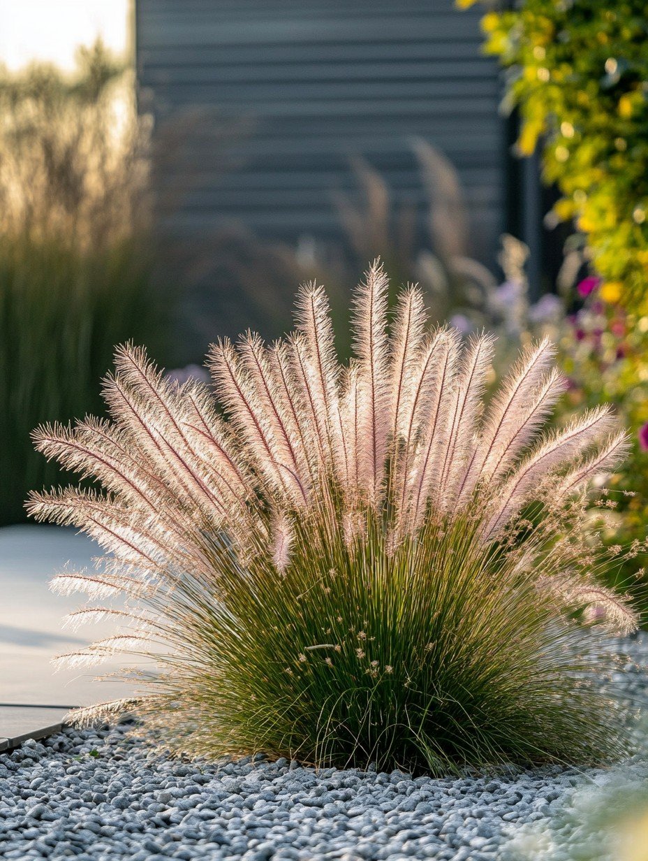 Pennisetum alopecuroides Hameln — flauschige beige Ähren im Herbstlicht