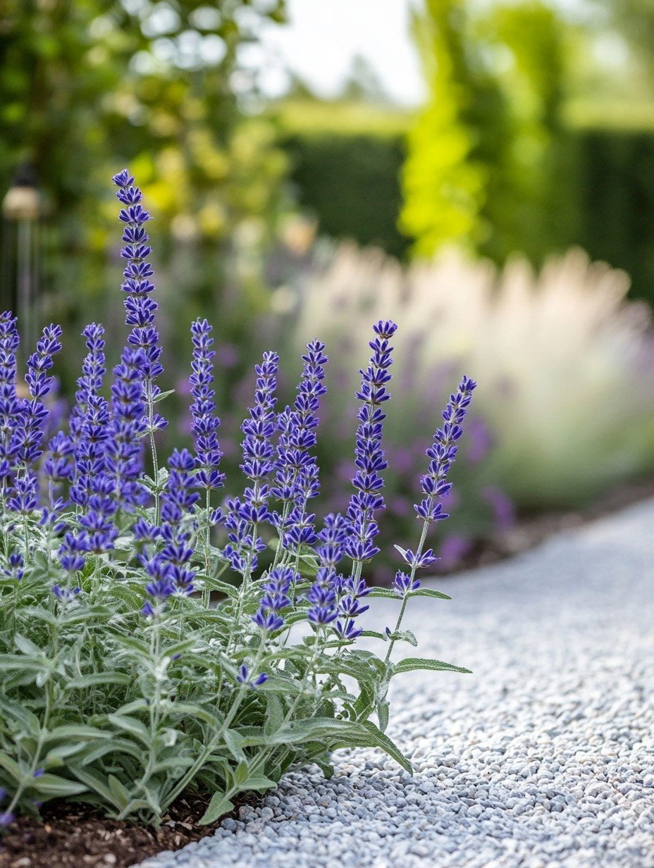 Salvia nemorosa Caradonna — tief violette Ähren in einer bienenfreundlichen Rabatte
