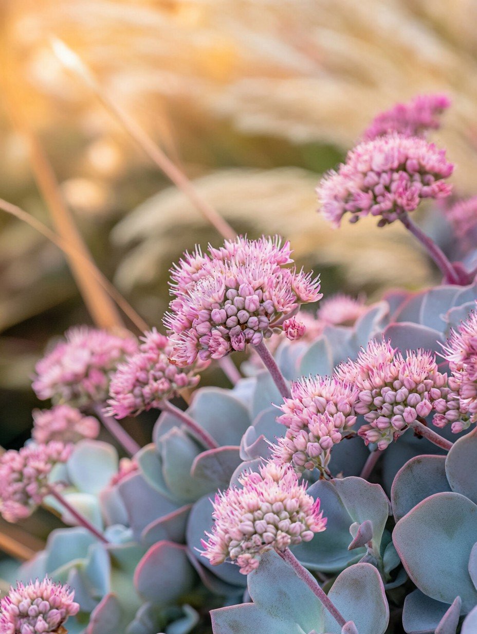 Hylotelephium Matrona — fleischige rosagraue Dolden im Herbstlicht