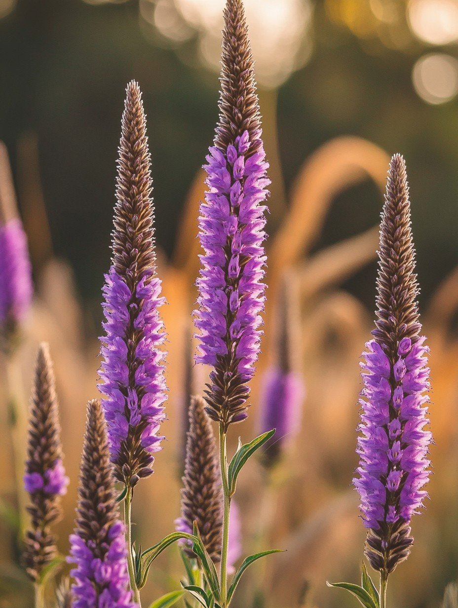 Veronicastrum Fascination — schlanke violett-blaue Blütenähren in einem Oudolf-Beet